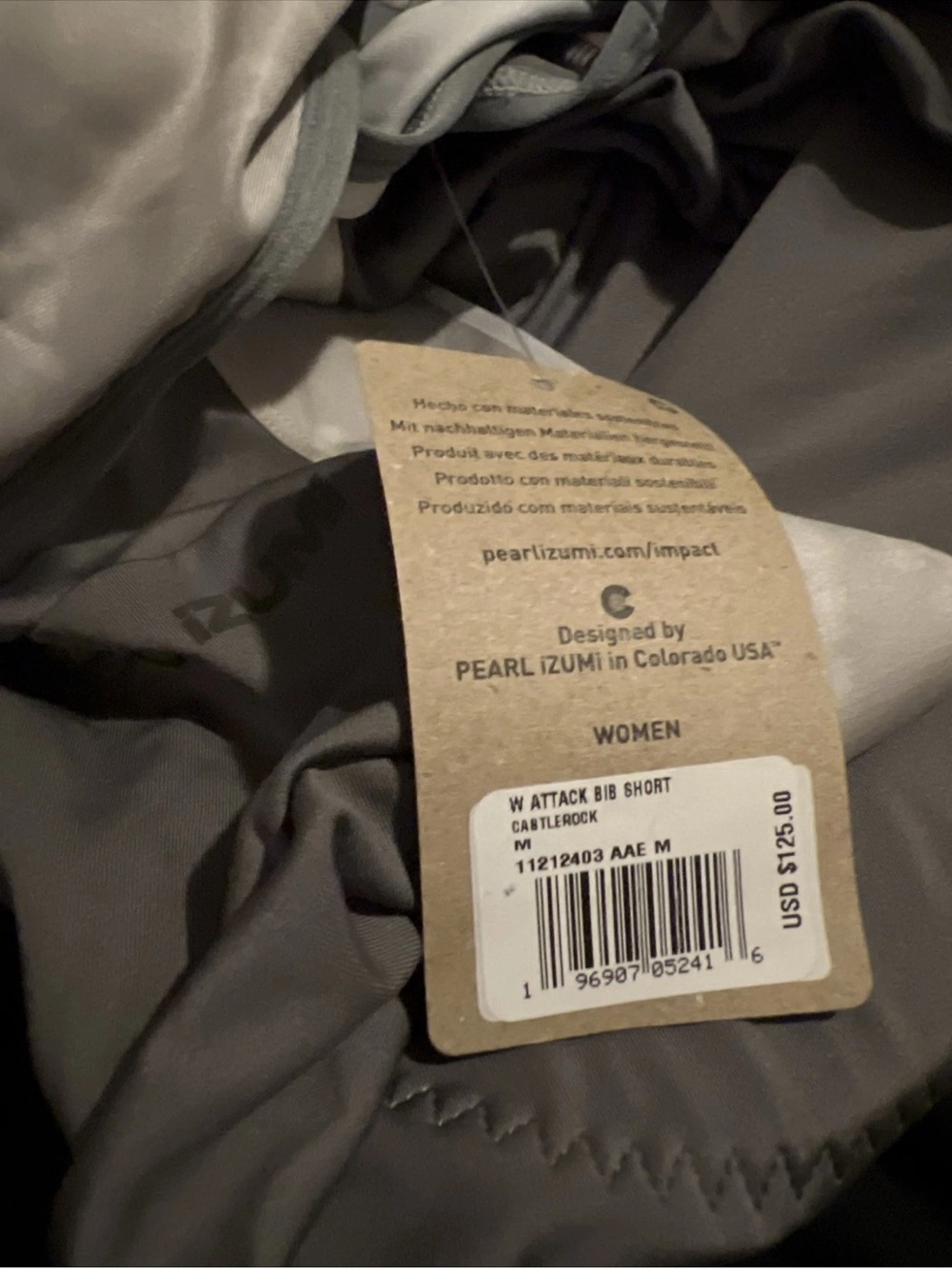 Pearl Izumi Women's Attack Bib Short Size Medium Castlerock With Defect - Picture 3 of 5